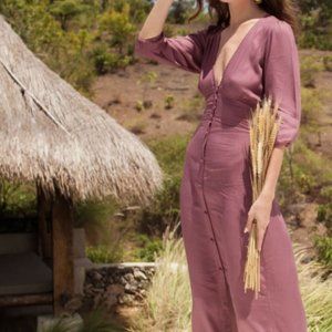 Bali Elf Button Down Plum Dress | Size M
